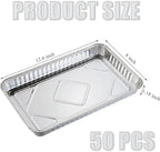 50 Pcs Disposable Aluminum Foil Grill Topper Pans, 12 x 8 in BBQ Grill Topper Pan, Non Viscous Aluminum Foil BBQ Grilling Tray Nonstick Baking Sheets for Outdoor Cooking and Camping