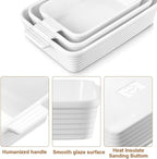 Jassceram Casserole Dishes for Oven, 3-Piece Ceramic Baking Dish Set, Rectangular Lasagna Pan Deep with Handles, Nesting Bakeware for Baking & Roasting, Oven Safe (9.6 to 13.1 Inch), White - Christmas Gift