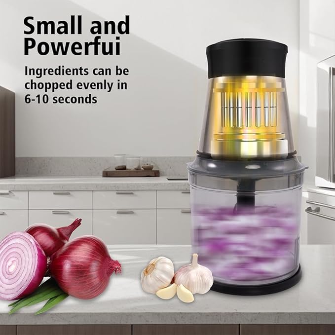 Food Processor 4 Cup,Meat Grinder with 2 Bowls,Electric Food Chopper,Powerful Motor 2 Speed & 4 Blades for Baby Food,Meat,Onion,Vegetables,Fruits