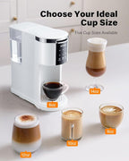 SHARDOR 3 in 1 K Cup Coffee Maker, Single Serve Coffee Maker for K Cup Pods & Ground Coffee & Teas, 6 to 14oz Brew Sizes, 40oz Detachable Water Reservoir, Compact Design, White