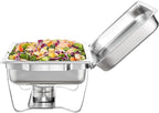 VEVOR Chafing Dish Buffet Set, 8 Qt 2 Pack, Stainless Steel Chafer with 2 Full Size Pans, Rectangle Catering Warmer Server with Glass Lid Water Pan Folding Stand Fuel Holder, for Wedding Party Banquet