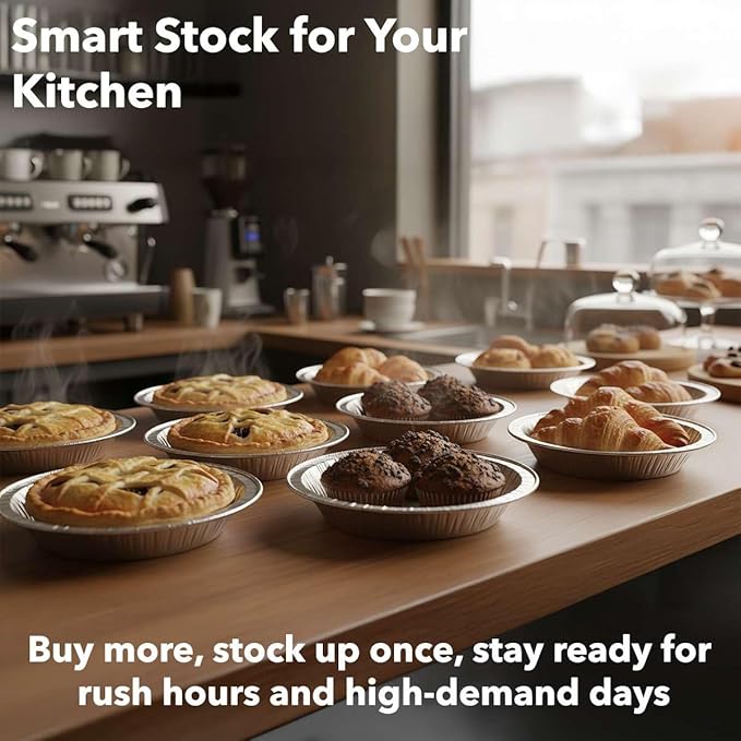 1000-Pack 7 15/16" Foil Pie Pans - Deep 1 1/8" Disposable Aluminum Pie & Tart Pans with Full Curl Rim - For Bulk Baking, Portion Prep, To-Go Meals, Market Stands & Foodservice Lines