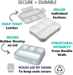 Bento-Box with Lunch Bag and Ice Pack Set. Containers for Kids Adults Boys Girls Snacks and Lunches. 4 Compartments, Divided Portion Container Boxes with Insulated Bags for School, Grey