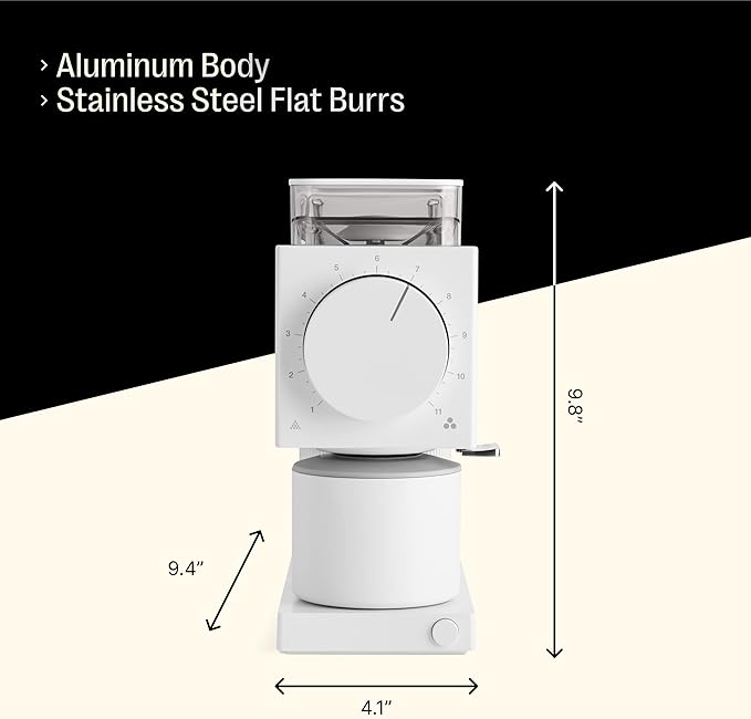 Fellow Gen 2 Ode Burr Coffee Grinder Electric with 31 Settings for Drip, French Press & Cold Brew - Small Footprint Electric Grinder - Matte White