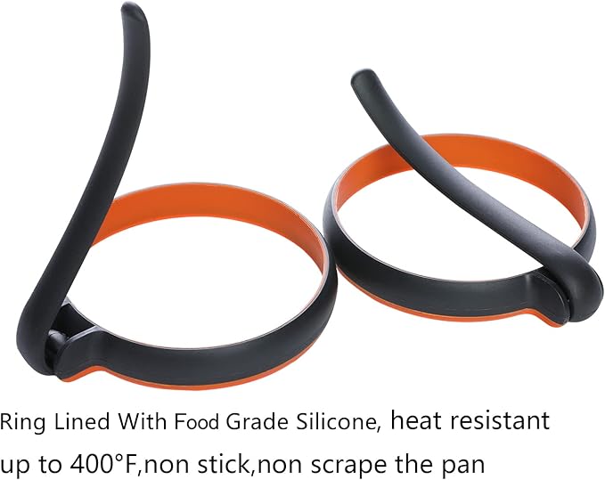 GOYLSER Silicone Egg Rings, 4pcs, 3.5 Inch, Black, Egg Mcmuffins Maker, Pancake Patties & English Muffin, Foldable Round Crumpet Ring Mold, Non Stick Egg Circles