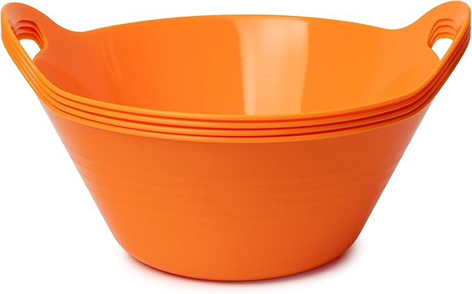 Tiawudi 4 Pack Snack Bowls (4.9L Large), Plastic Serving Bowls for Party, Large Bowls with Handles for Kitchen, Fruit, Cereal, Candy, Salad and Chip, Microwave Safe