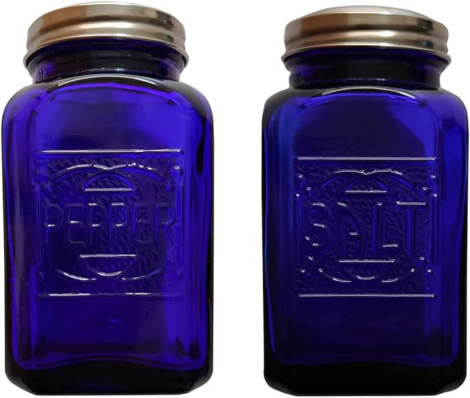 Depression Style Glass Salt and Pepper Shakers (Cobalt Blue)