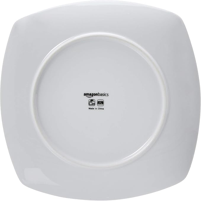 Amazon Basics 18 Piece Kitchen Dinnerware Set - Square Plates, Bowls, Service for 6 - Modern Beams