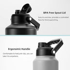 BJPKPK One Gallon(128 oz) Insulated Water Bottle, Dishwasher Safe Stainless Steel Thermos, BPA Free Jug with Ergonomic Handle & Anti-slip Bottom, Large Water Bottle,Stainless Steel