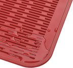 Silicone Dish Drying Mat for Multiple Usage,Easy clean,Eco-friendly,Heat-resistant Silicone Mat for Kitchen Counter or Sink,Refrigerator or Drawer Liner Red XL 18 inches x 16 inches