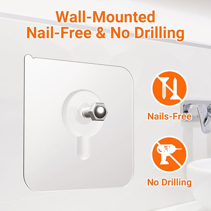 Shower Hooks for Inside Shower, 20 Packs Wall Hangers Without Nails,Adhesive Wall Hooks 13 lbs Load Max, Bathroom WallSticky for Hanging Towels