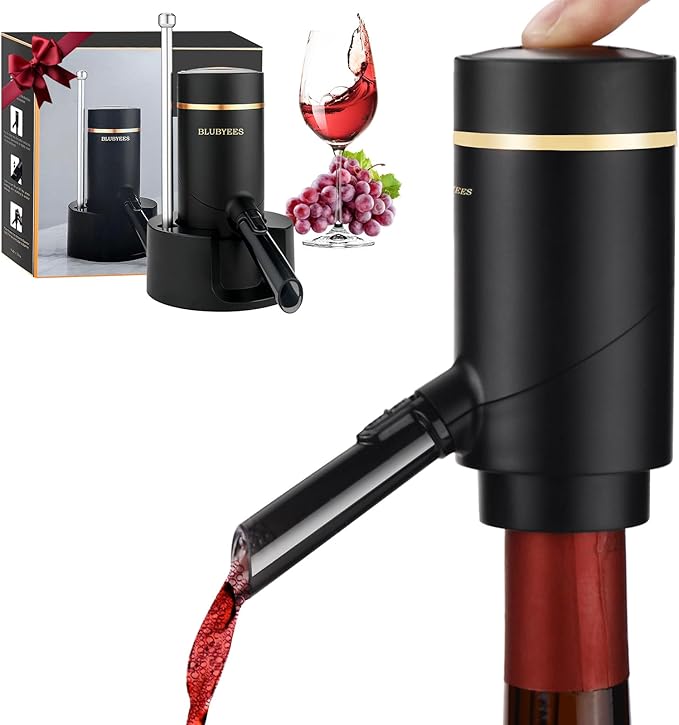 3-in-1 Electric Wine Aerator & Decanter Set with Stand Base - Automatic Pump Dispenser, Retractable Tube, and Built-in Pourer, Ideal Gift for Wine Lovers