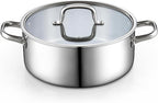 Cook N Home Stainless Steel Stockpot with Lid 7 Quart, Tri-Ply Clad Dutch Oven Soup Pot, Induction Cooking Pot, Silver