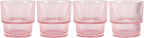 Glaver's Ribbed Drinking Glasses Set of 4, Pink Drink Glasses, Vintage Glass Cups. 11 oz Rocks Glasses, Stackable Whiskey Glasses, Modern Vintage Style, Blush