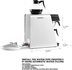 12-Cup Commercial Drip Coffee Maker 1.8L Auto Filling Pour Over Coffee Machine with 2 Glass Carafes, 2 Warmers, LCD Panel, Automatic Stainless Steel Coffee Brewer for Cofe Bar and Restaurant