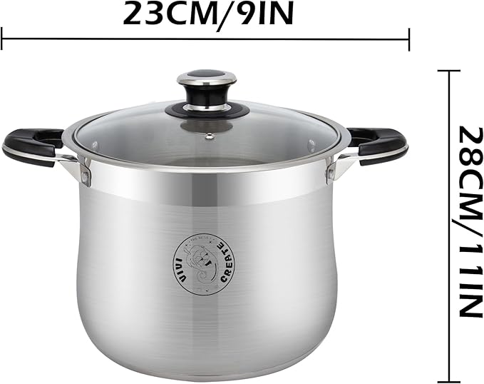 Vivicreate Stainless Steel Stock Pot with Lid for Induction Cooking Boiling Pasta Stew Soup Large Capacity Cookware with Handles for Kitchen Spaghetti Olla Olla de Acero Inoxidable (14.5 QT)