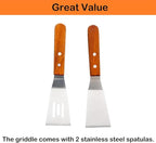 Universal Stainless Steel Griddle Flat Top Plate Grill-Top Griddle Pan with Even Heating Cross Bracing for BBQ Charcoal/Gas Grills, Camping, Tailgating, and Parties (23"*16")