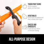 GORILLA GRIP Patented BPA-Free Sharp Stainless Steel Swivel Vegetable Peeler, Comfortable Handle Potato Peelers, Smooth Peeling, Peel Carrots Apple, Includes Blade Cover, Kitchen Tool, Black