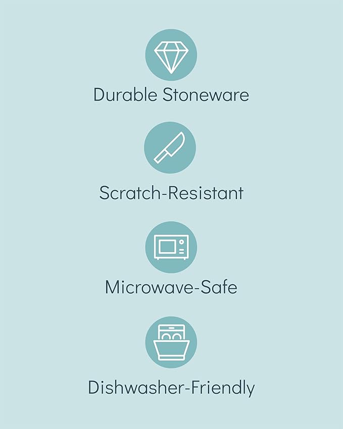 Stoneware dinnerware set 4 persons Rustic 16 pcs - Rustic design dinnerware set, dishwasher safe - Bowl and plate set - Pure Living dinnerware in smoky blue…