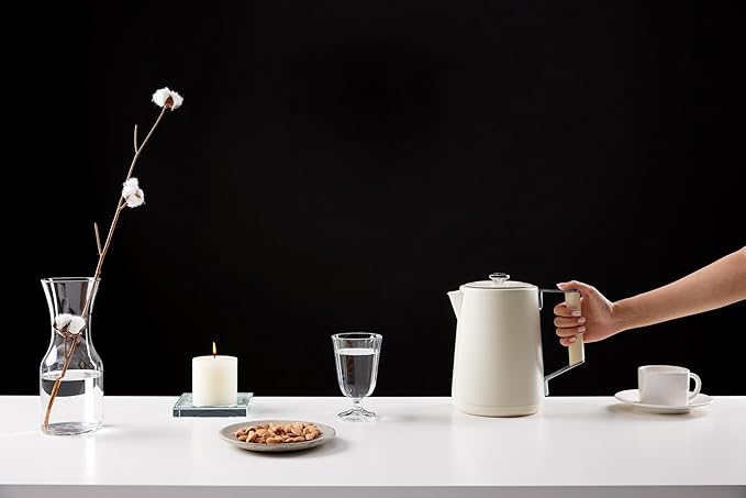 SAKI Luna Electric Kettle Temperature Control with 7 Presets, 60min Temperature Hold 1.75L Electric Tea Kettle, 304 Stainless Steel Kettle, Auto-Off & Boil-Dry Protection, BPA Free (Pearl White)