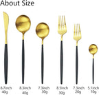 JASHII Silverware Set 36 Piece Food Grade Stainless Steel Flatware Set Fork Spoon Knife Utensils for Daily Use and Party, Service for 6 Anti Rust, Safe in Dishwasher (Matte Black handle gold)