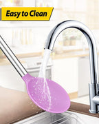 Pack of 2 Large Silicone Cooking Spoons,Non Stick Solid Basting Spoon,Heat-Resistant Kitchen Utensils for Mixing,Serving,Draining,Stirring (PURPLE)