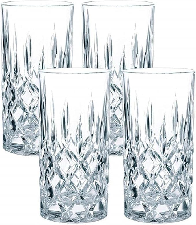 Nachtmann Noblesse 13oz Long Drink Glass (Set of 4) - Luxury Crystal Highball Glasses with Cut Decoration - Ideal for Cocktails, Sparkling Drinks, Beverages - Dishwasher-Safe Barware Essentials