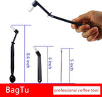 Coffee Machine Cleaning Brush with Spoon Tool Set for Espresso Machine Group Head,Pack of 3,Black