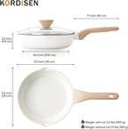 Kordisen Ceramic Non Stick Frying Pans Skillet with Lid, 9.5 Inch Ceramic Frying Pan Nonstick for Cooking Non Toxic, Healthy Induction Cookware, Heat Resistant Handle, PFOA & PFAS Free