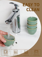 1.6oz Espresso Cups Set of 6, Green Ceramic Demitasse Coffee Cups for Espresso, Small Shot Cups – Stackable Mini Mugs for Home, Cafe, Restaurant – Dishwasher & Microwave Safe
