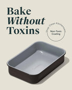Caraway Nonstick 9” x 6.5” Small Rectangle Baking Pan Duo – Non-Toxic, PTFE & PFOA Free – Aluminized Steel Core – Deep Ceramic Baking Pan for Casseroles, Lasagna & More - Black