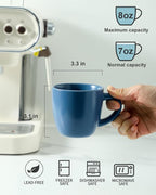 Hasense 7 Ounce Cappuccino Cups Set of 4 Perfect for Latte, Americano, Cafe Mocha and Tea, Ceramic Coffee Cups Ideal for Party Cafe Home and Kitchen, Microwave and Dishwasher safe, Blue