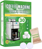 HI FINE CARE Coffee Machine Cleaner Tablets, Descaling & Deodorizing for All Coffee Makers, Espresso Machines, Odor Eliminator Tablets Individual Packaging, 30 Count, 0.17oz Each