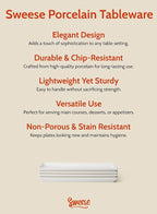 Sweese Porcelain Serving Platters 11.7 Inch - Elegant White Rectangular Plates, Set of 4 for Parties, Sushi, Appetizers