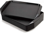 Plastic Fast Food Serving Tray,16.95 by 11.82-Inch,Set of 12 (Black)
