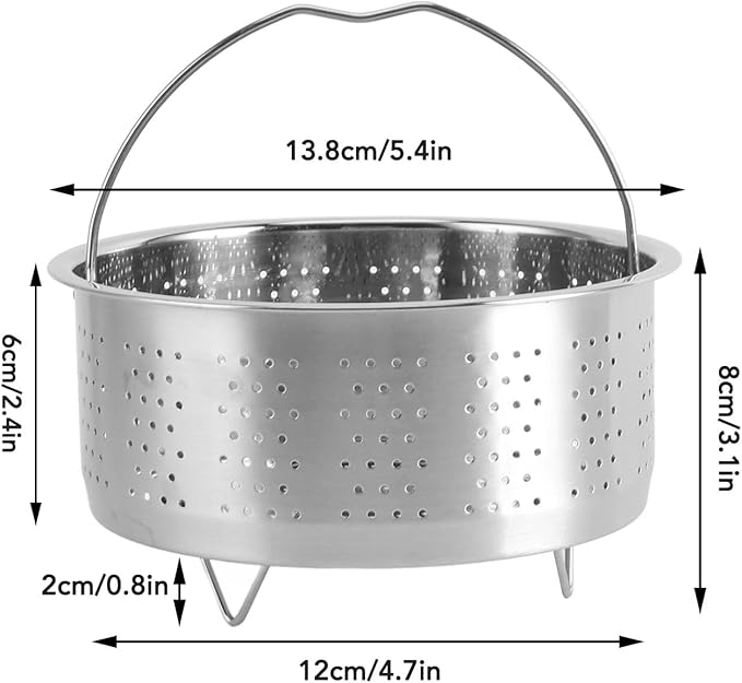 TOPINCN Steam Basket, Stainless Steel Steam Basket with Handle Sugar Removal Rice Cooker Insert Steaming Rack Steamer Cookware Steamer for Cooking (13.8cm)