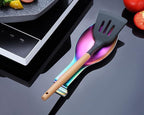 Matte Rainbow Spoon Rest, Stainless Steel Holder for Stove Top, Kitchen Utensils, Ladles, Tongs, Spatula, Pot Lid - Dishwasher Safe (2PC-9.5 Inch)
