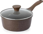 SENSARTE Saucepan Nonstick with Lid 2.0 Quarts Granite Coating Sauce Pot Small Kitchen Cooking Pot, Induction Comptable, Free of Intentionally Added PFOA