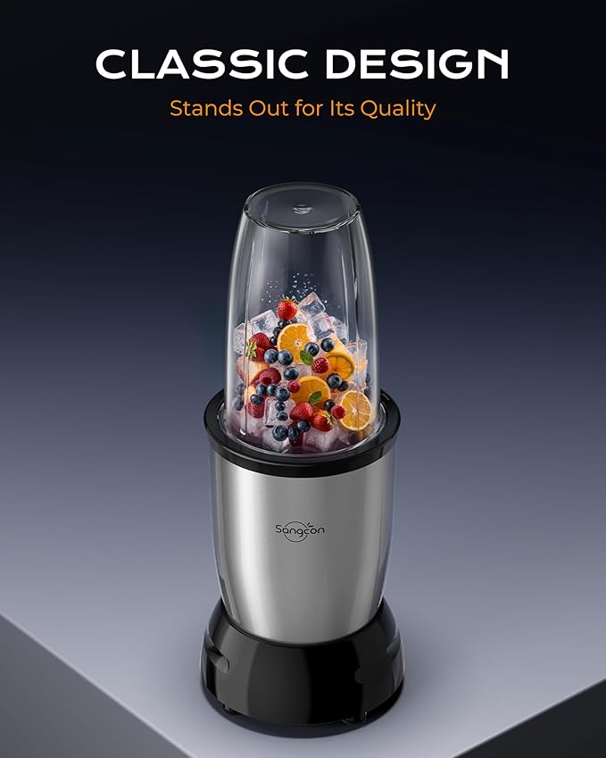 Sangcon 1000W Blender for Smoothies, Blenders for Kitchen, with 24oz/19oz/10oz BPA-Free Cups – Upgraded 8-Blade Personal Blender Set for Ice Crushing, Baby Food, Spice Grinding & More