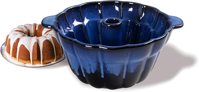 Emeril Lagasse Bundt Cake Pan Stoneware 9.5 in – Pound Cake Baking Pan, Perfect for Baking Delicious Bundt Cakes!