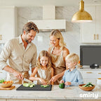 SMIRLY Plastic Cutting Board Set with Holder 4 Pieces, Non-Slip Dishwasher Safe Chopping Boards for Kitchen, Dark Grey