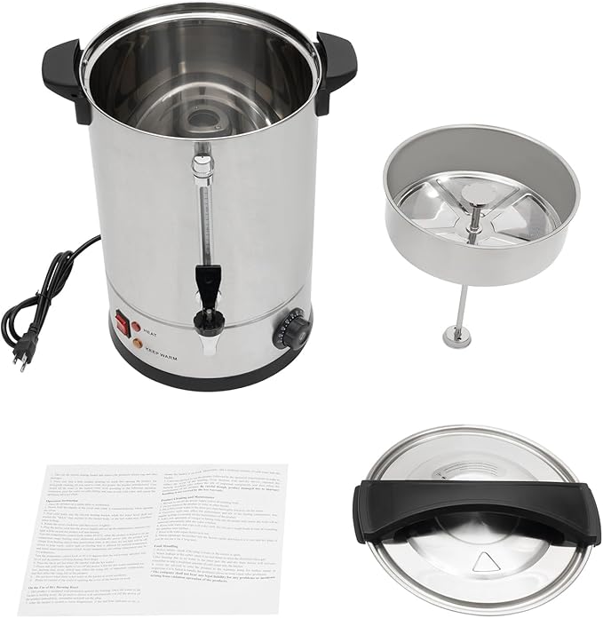 Coffee Urn, 80 Cup Coffee Percolator Commercial Coffee Maker, 12L Dual Wall Stainless Steel Coffee Maker Hot Water Beverage Dispenser Electric Coffee Urn For Catering, Wedding, Party