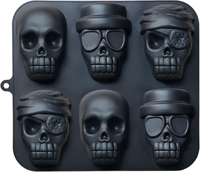 JETKONG Skull Cake Pan Silicone Skull Cakelet Mold Skull Pirate Cake Tin Baking Pan (Black)