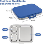 Stainless Steel Bento Lunch Box for Kids | 3-Compartment Lunch Box Container Kids | 100% Leakproof, Dishwasher-Safe, Eco-Friendly, Perfect Portion Control for Kids&Adult Healthy Meals (Blue)