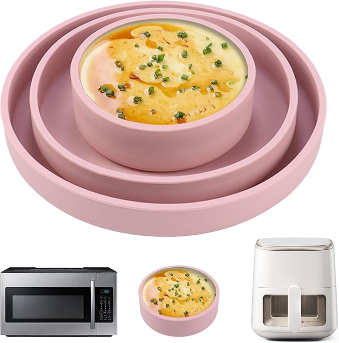 Silicone Microwave Egg Cooker, 3Pcs Different Sizes Microwave Egg Poacher, Reusable Nonstick Air Fryer Egg Maker Mold for Breakfast Sandwiches, Silicone Egg Poaching Cups, Microwave Accessories (Red)
