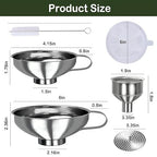 Yevior Canning Funnel for Filling Mason Jars - Wide Mouth Funnels for Kitchen Use Filling Bottles - Kitchen Gadgets Canning Supplies Kit - Stainless Steel - 5 Pack