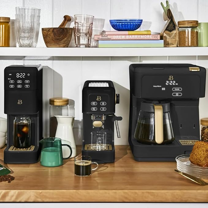 Beautiful Multi-Brew 12-Cup Programmable Coffee Maker with Touch Display by Drew Barrymore (Black Sesame)