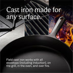 Field Company 13.37 Inch (Extra Large) Cast Iron Skillet – No.12, Perfect for 6-8 Servings, Lightweight & Smooth, Preseasoned with Organic Oil – Made in USA, Non-Toxic, Vintage Design