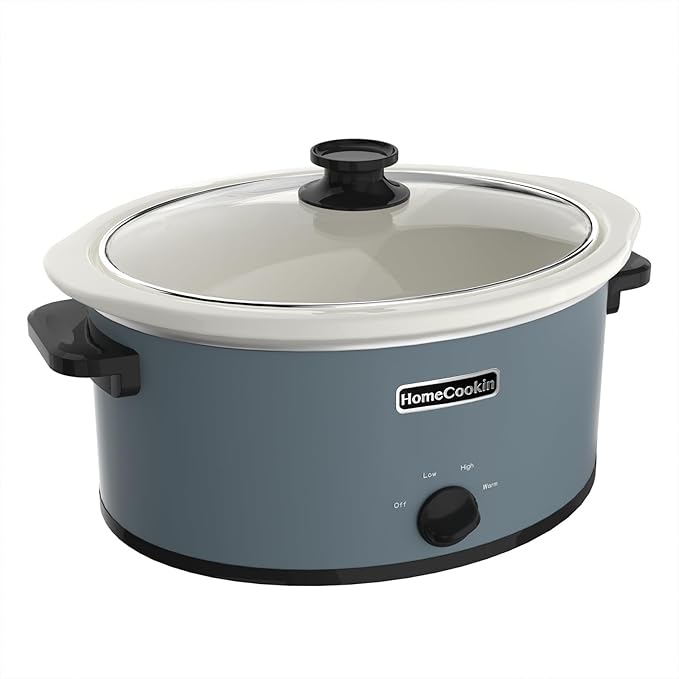 HOMECOOKIN 8 Quart Slow Cooker Oval Manual Pot Food Warmer with 3 Cooking Settings, Blue