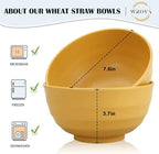 Wheat Straw Bowls Set 60 OZ Unbreakable Large Cereal Bowls Set of 6 Microwave and Dishwasher Safe Bowls Big Bowls for Apartment and Dorm BPA Free Soup Bowl for Serving Oatmeal and Salad Yellow